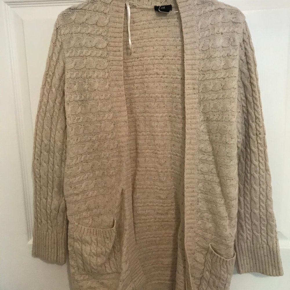 H&M Oatmeal Cable Knit Cardigan